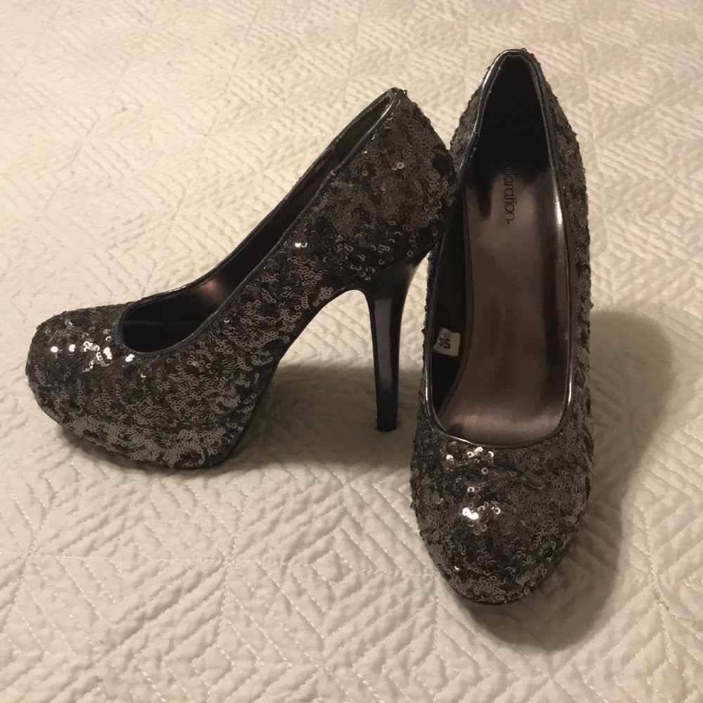 Silver sequined heels!